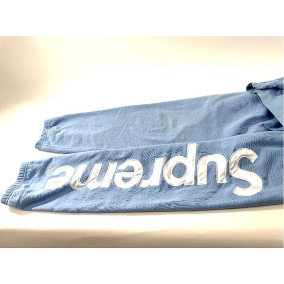 Men's Supreme Baby Blue Satin Appliqué Sweatpants and Hoodie Sweatshirt Size L - Picture 5 of 10
